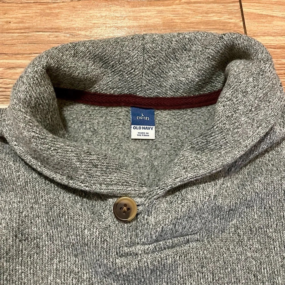 Old Navy Heather Gray Button-Collar Sweater